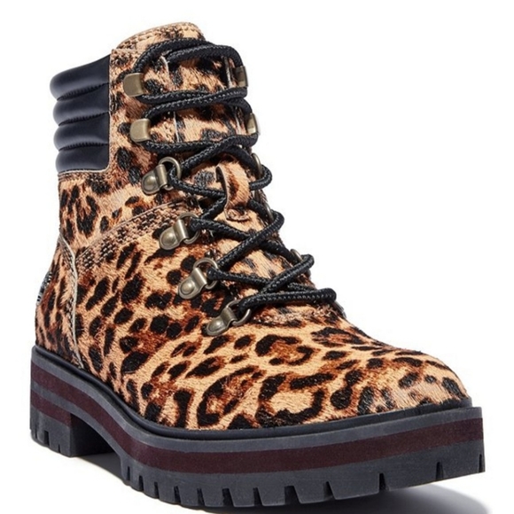 Timberland Shoes - NWT Timberland London Square Leopard Print Calf Hair Mid Hiker Safari Boots